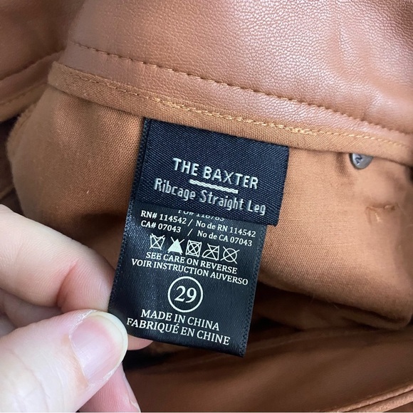 Blank NYC Baxter Ribcage Straight Leg Vegan Faux Leather Pants 29 Carmel Tan - Picture 8 of 13